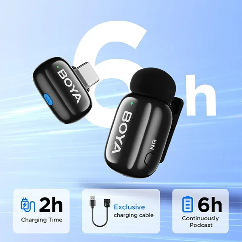 BOYA mini-17 The World's Tiniest Wireless Microphone (1RX, 1TX) for Type C Device's