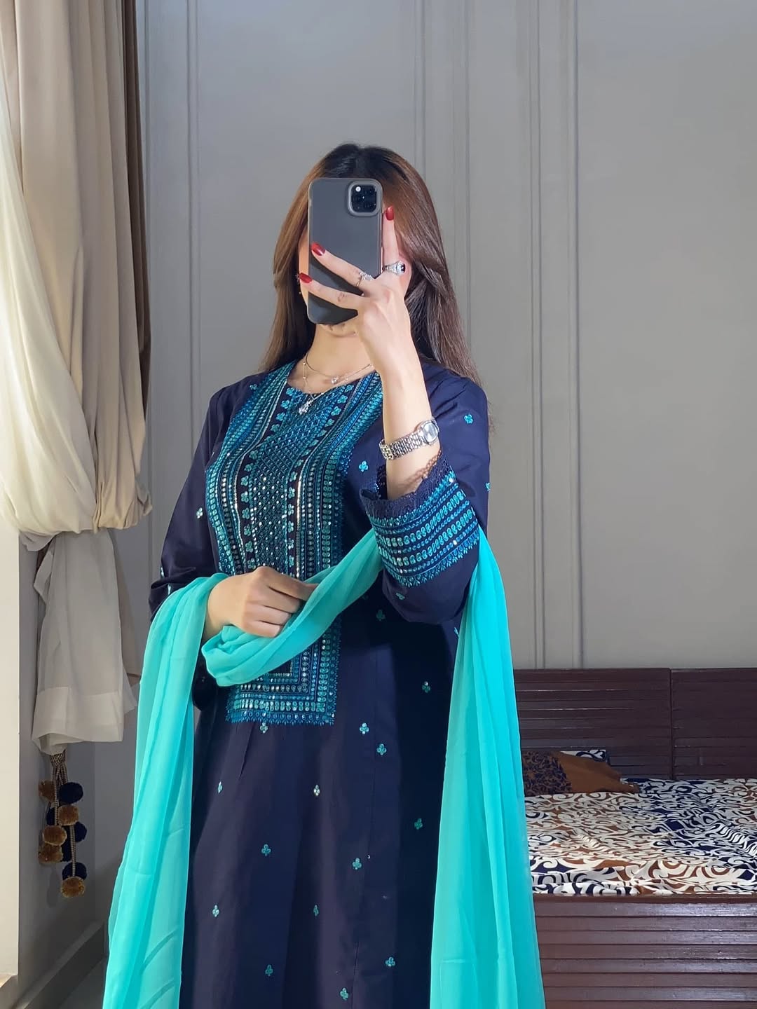 Sequence Embroidery Three Piece