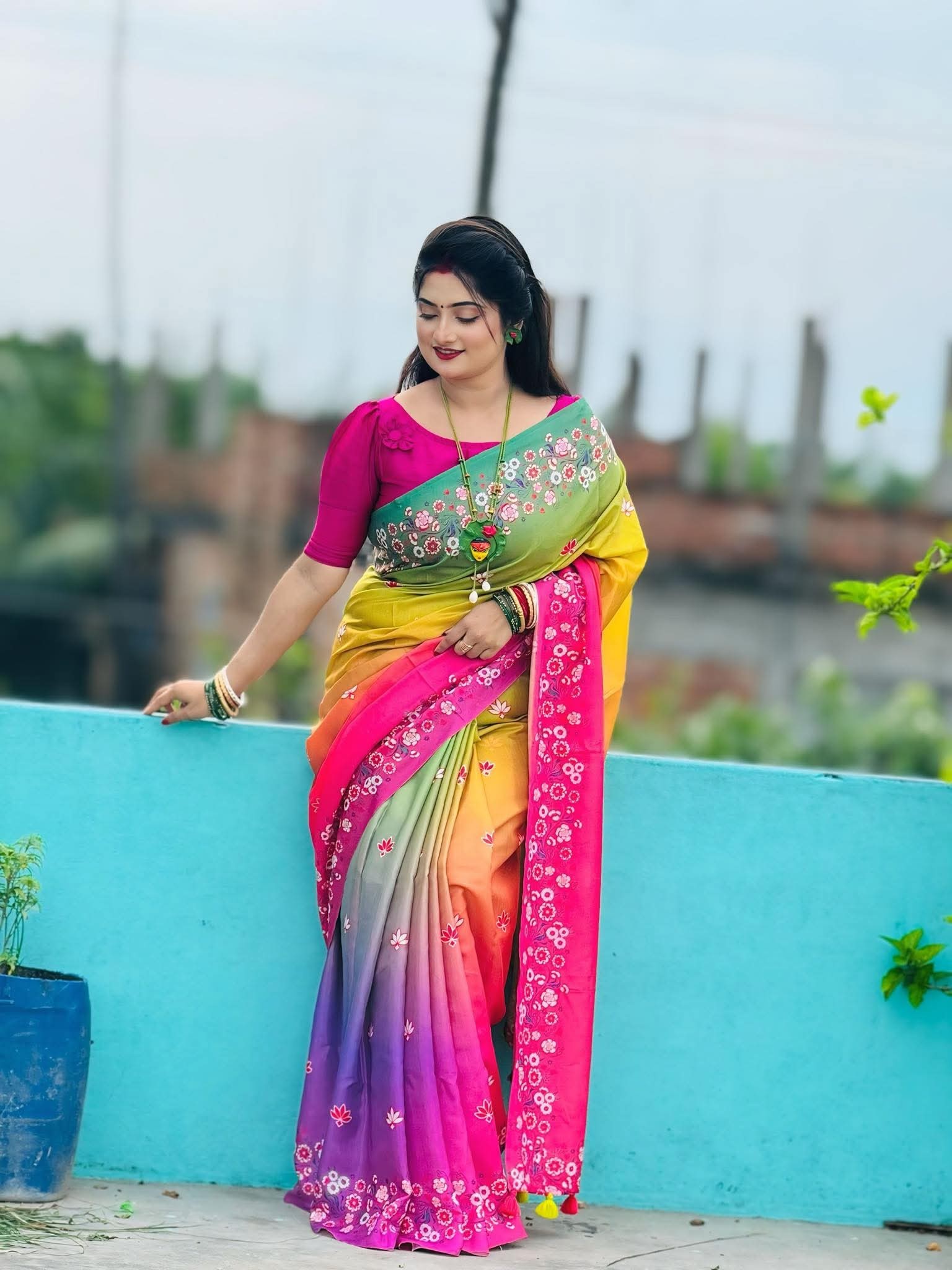 Stylish cotton share with blause pcs