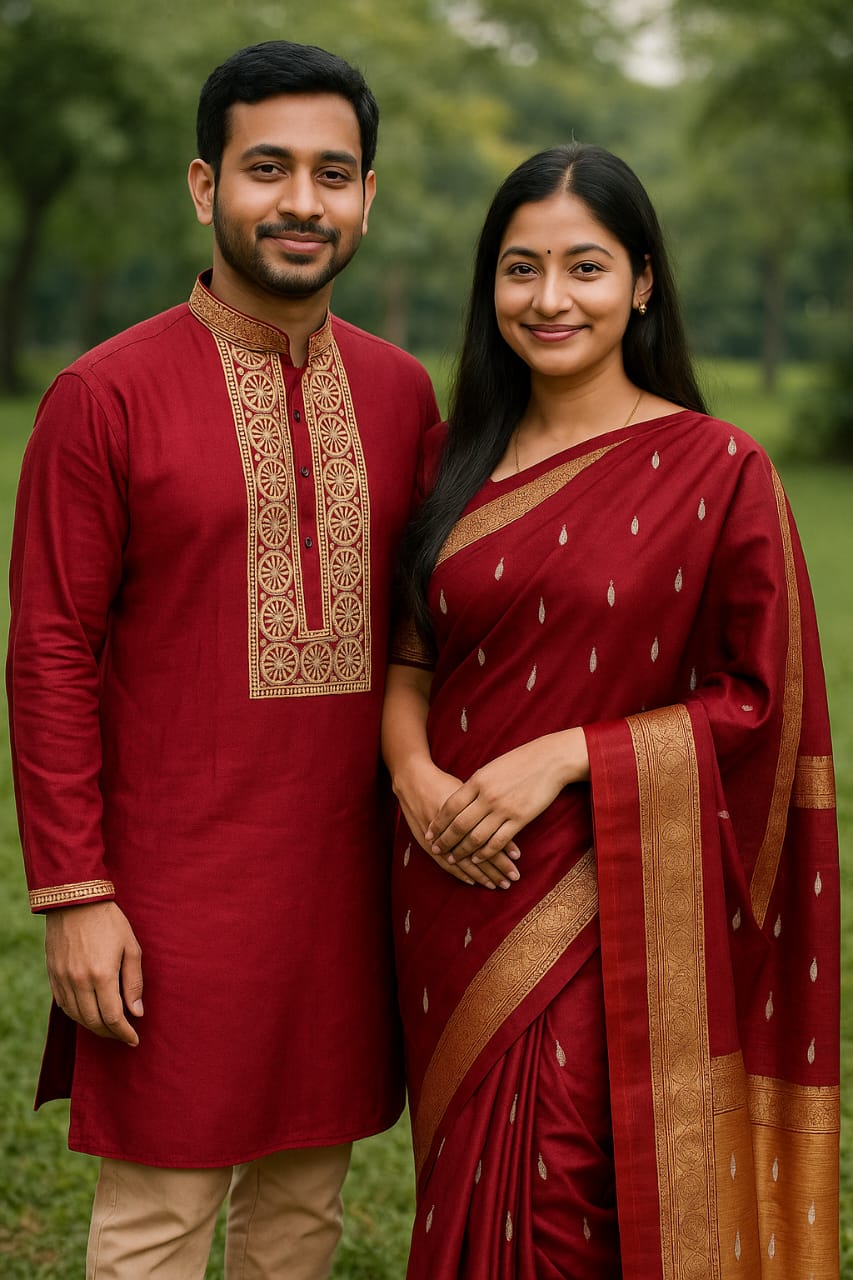 Sharee Panjabi Couple with Blouse Piece