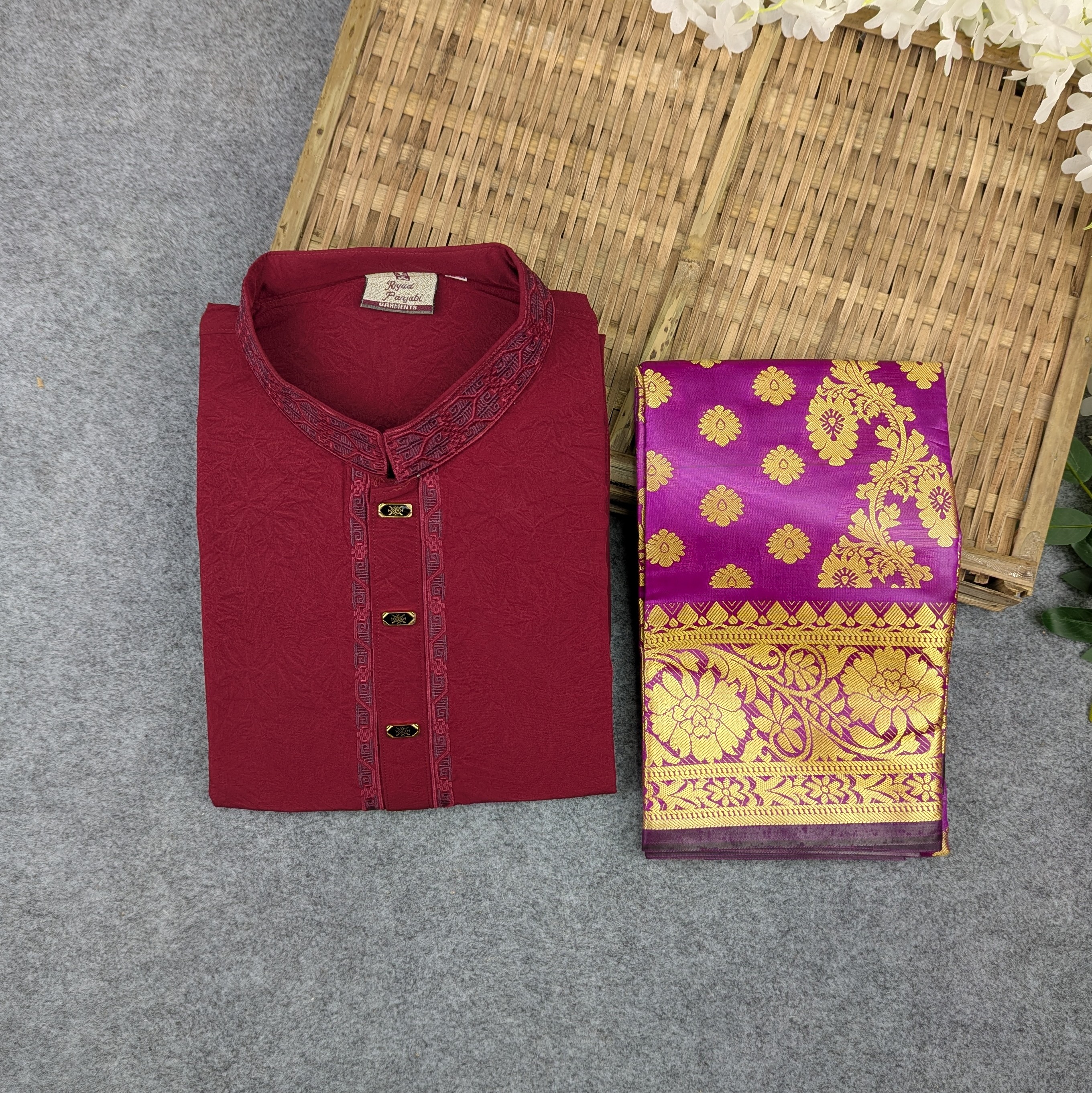 Premium Couple Set (Panjabi, Katan Saree) 