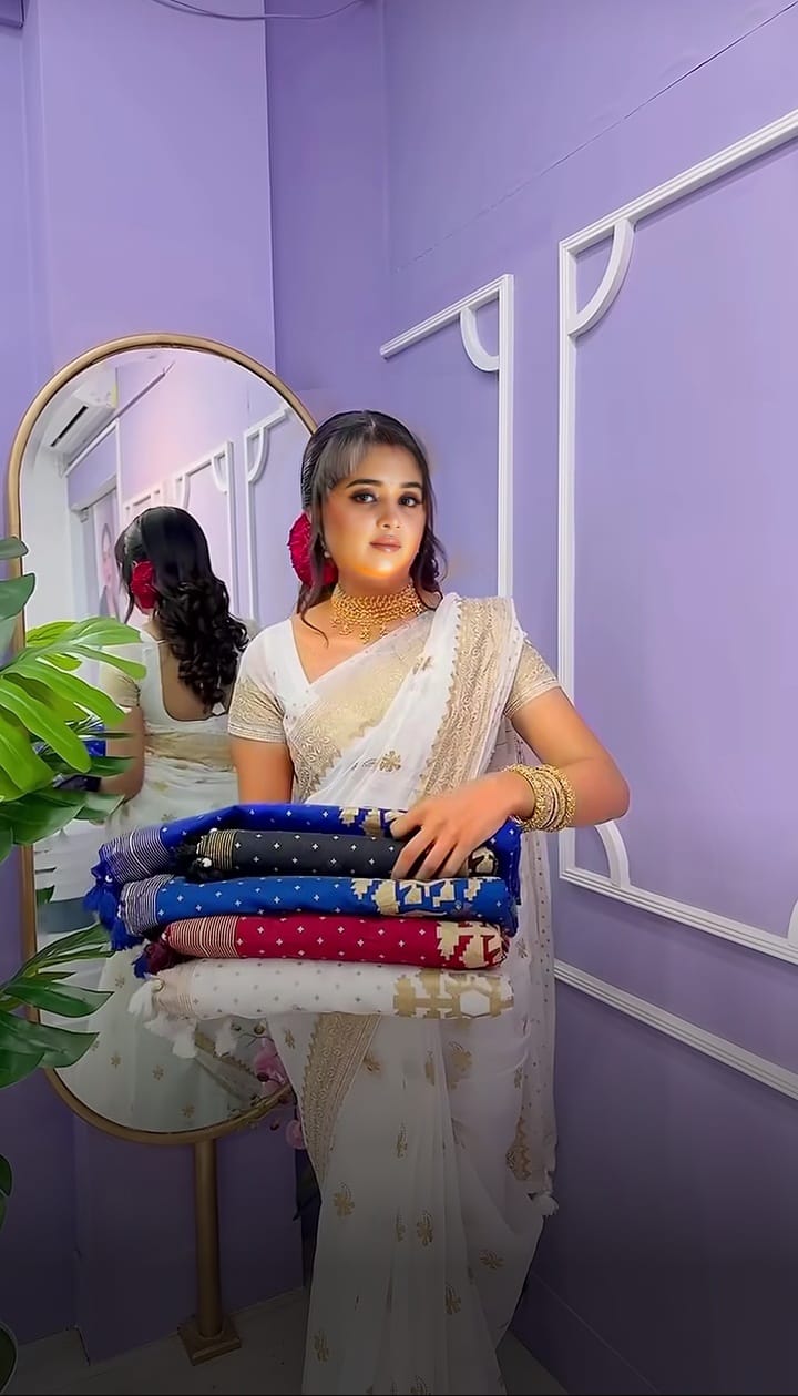 Semi Moslin Sharee with Blouse Piece