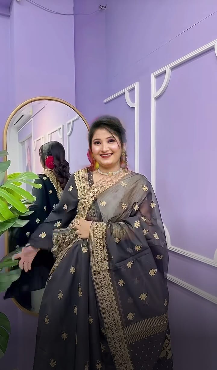 Semi Moslin Sharee with Blouse Piece