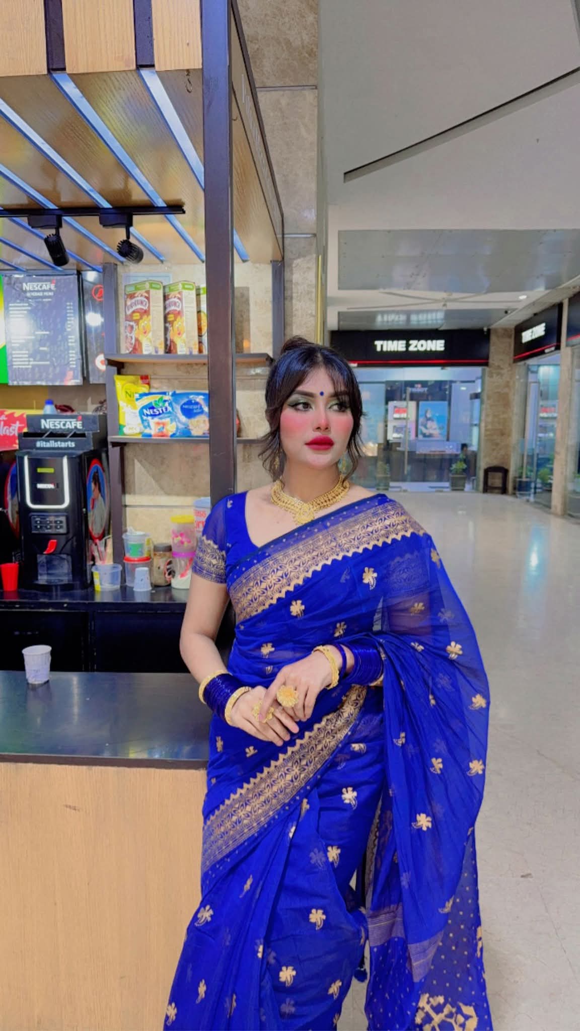 Semi Moslin Sharee with Blouse Piece