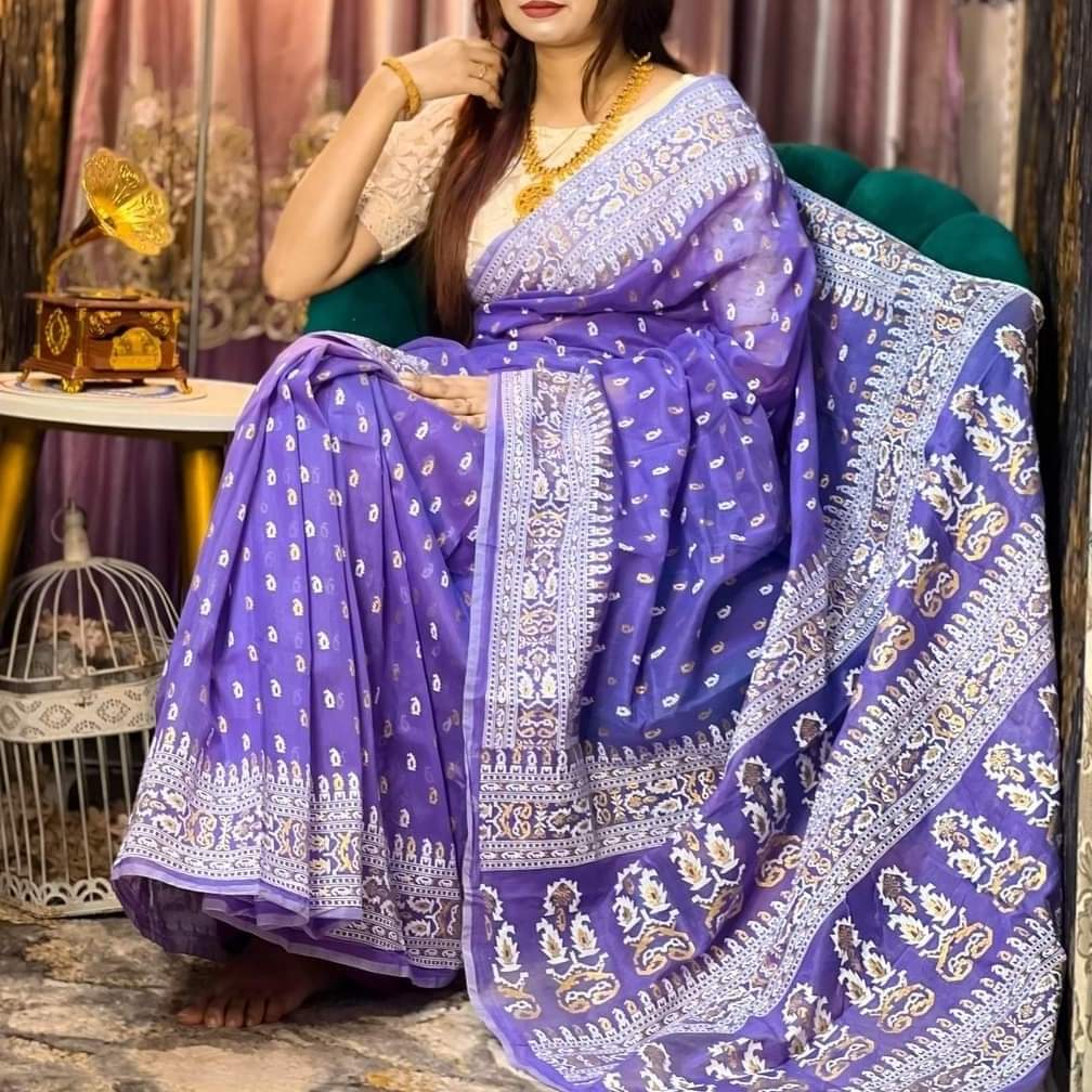 Half Silk Handprited Sarees