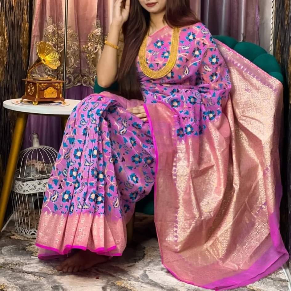 Half Silk Handprited Sarees