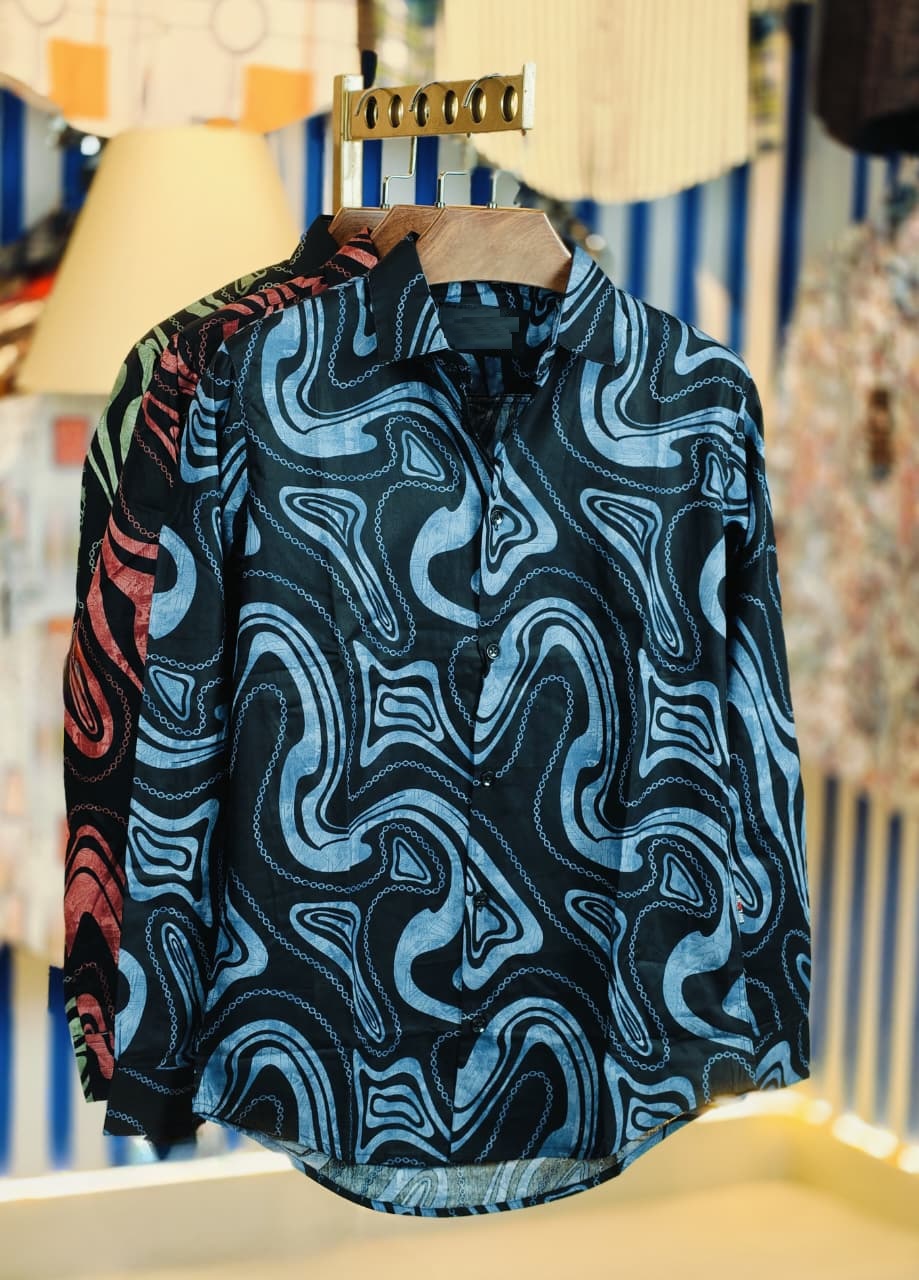 Pure Cotton full Sleeve Check & Print Shirt for Men's