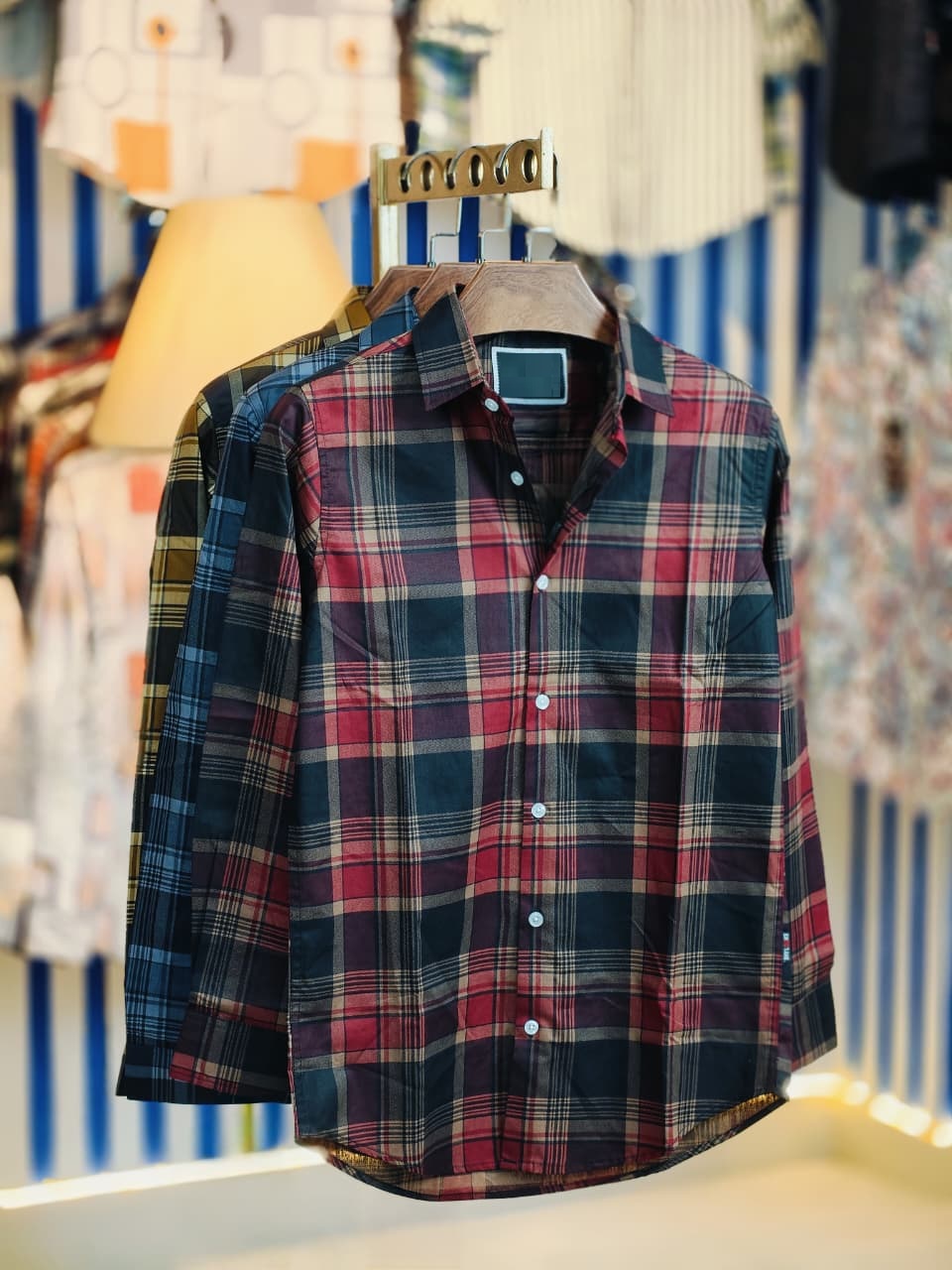 Pure Cotton full Sleeve Check & Print Shirt for Men's