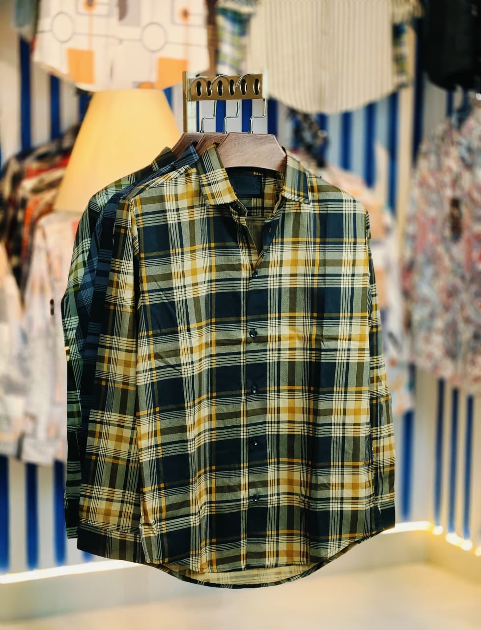 Pure Cotton full Sleeve Check & Print Shirt for Men's