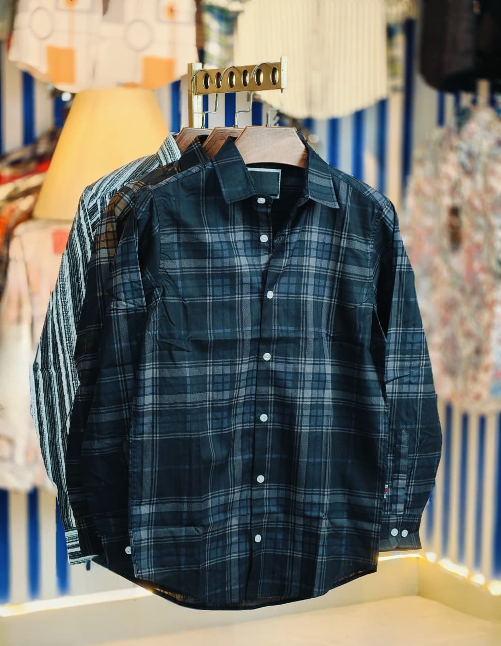 Pure Cotton full Sleeve Check & Print Shirt for Men's