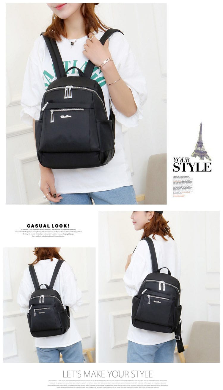 Nylon Backpack Durable Waterproof Casual Shoulder Bag (Blu