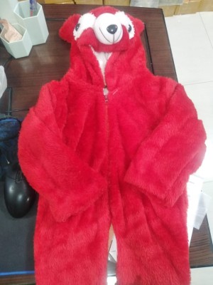 শিশুদের জাম্পস্যুট প্লাশ টেক্সচার্ড কার্টুন বিয়ার ডিজাইন হুডেড লম্বা হাতা উষ্ণ রম্পার ৬ মাস