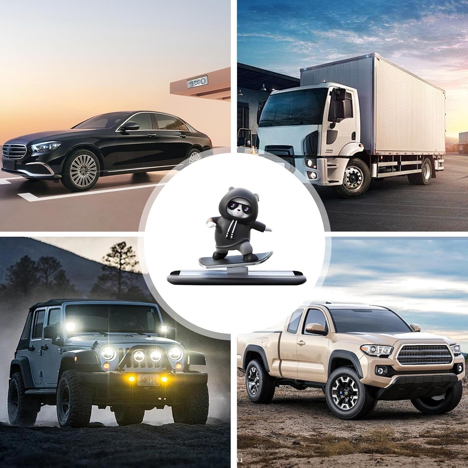 Bear Dashboard Decorations | Car Interior Decoration - Funny Skateboard Bear