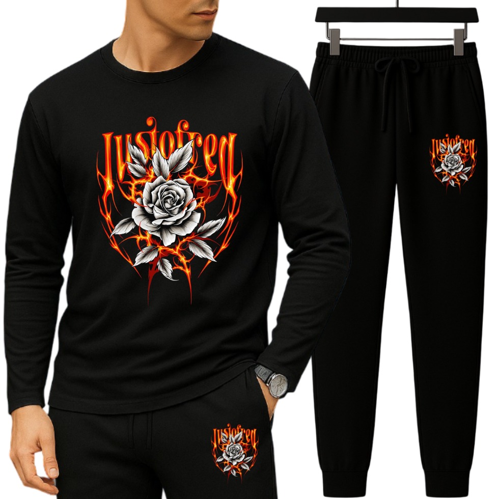 Long Sleeve Drop Shoulder Tshirt and Trouser Set