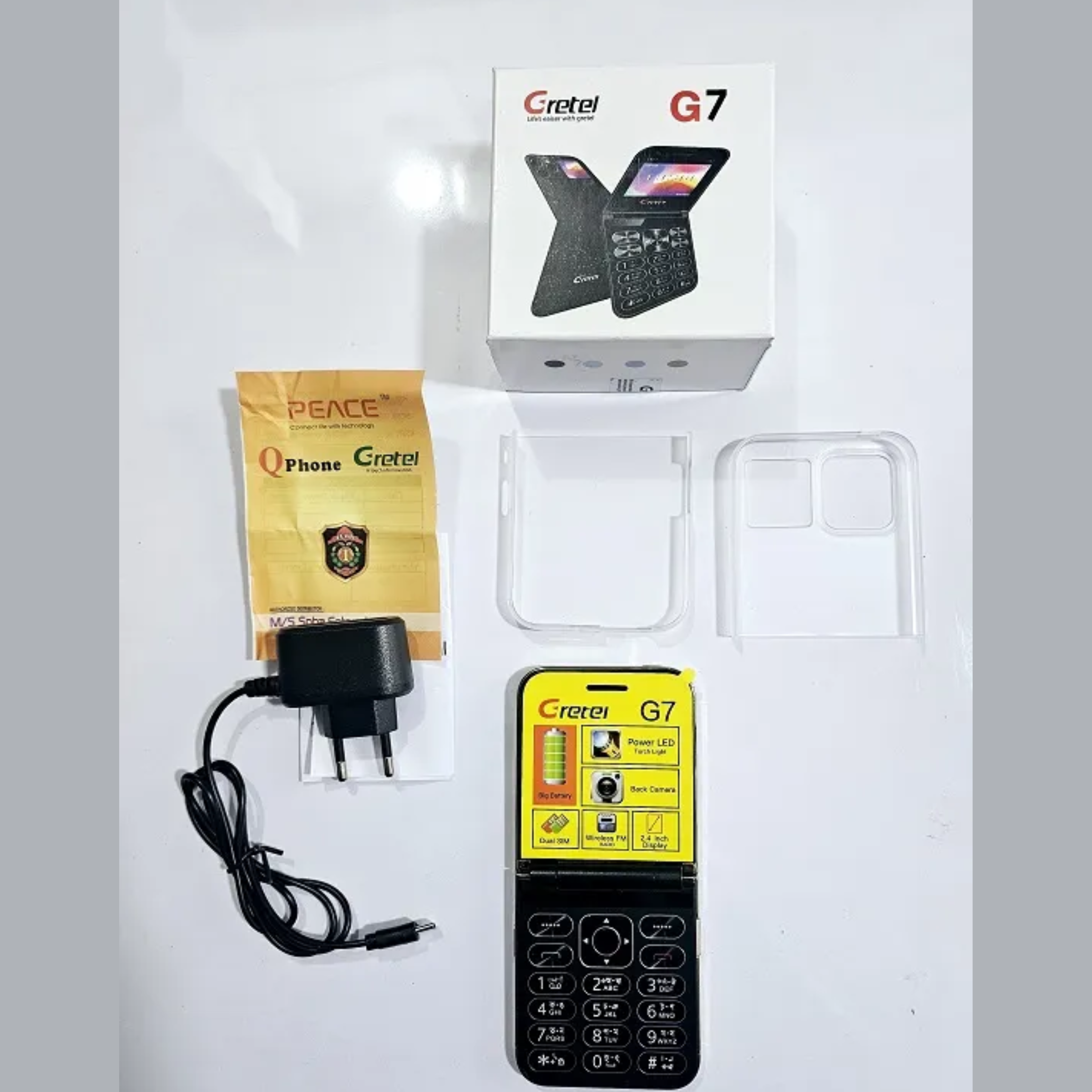 Gretel G7 Flip Folding Phone Dual Display (Black)