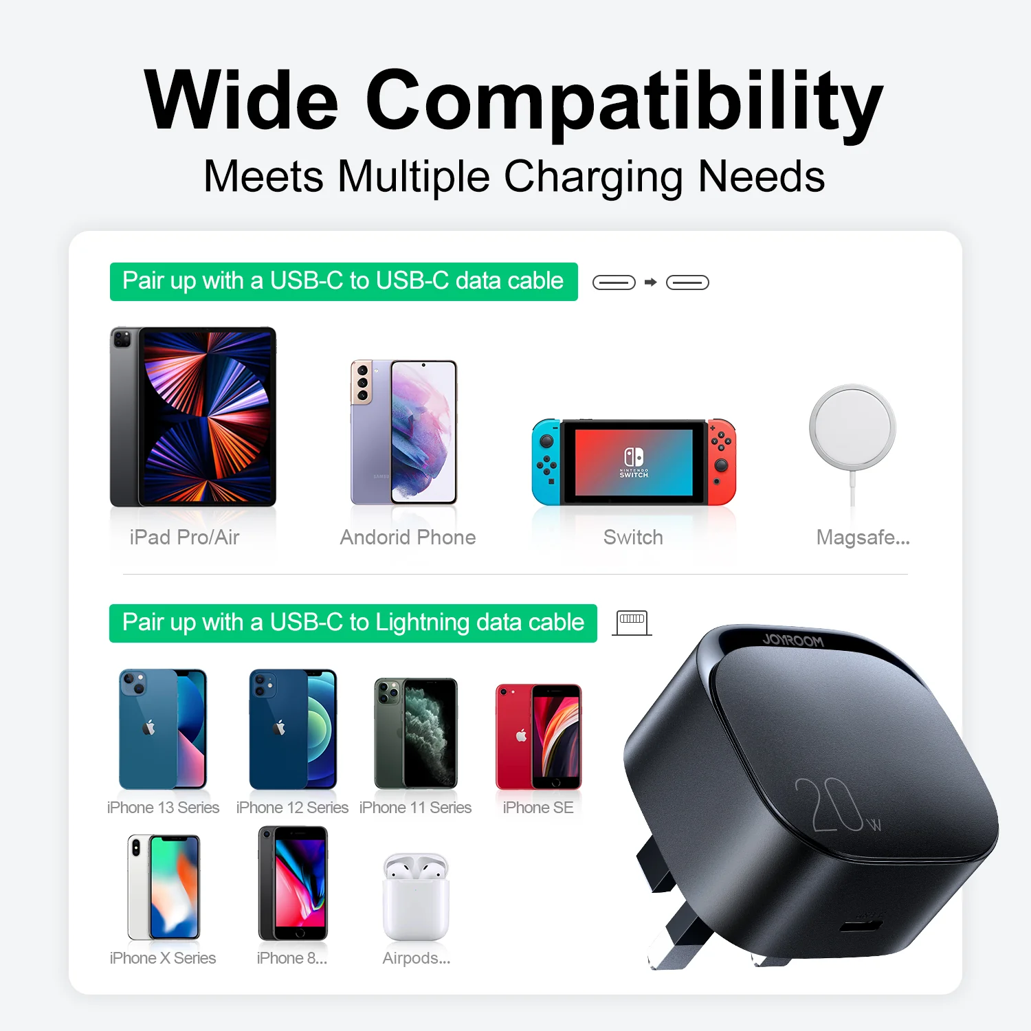 Joyroom L-P210 PD 20W Type-C Fast Charger 3 Pin Plug