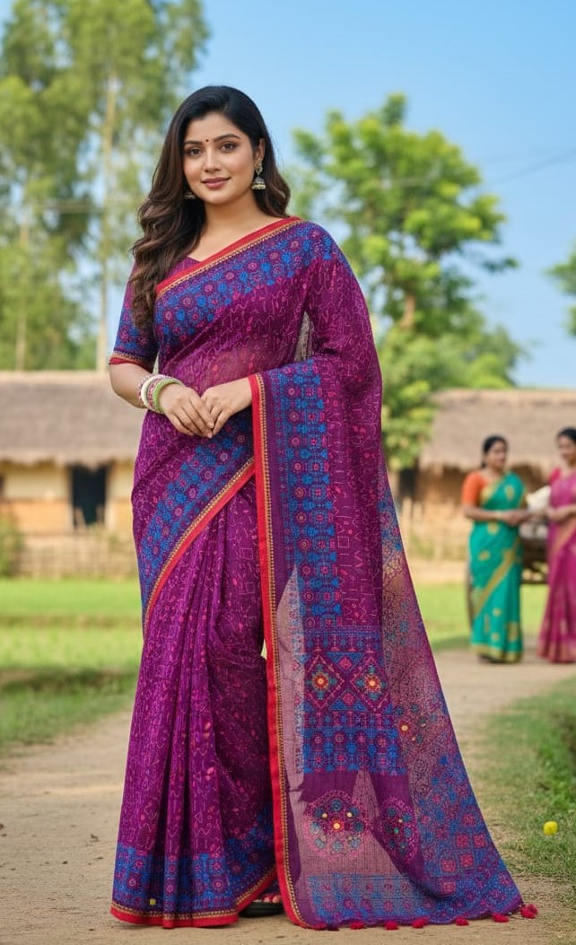 Premium Silk Boutique Skin Print Shari