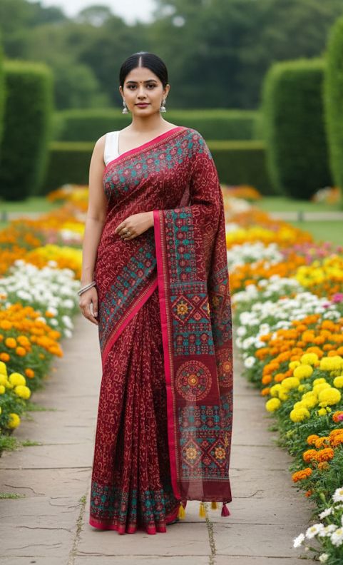 Premium Silk Boutique Skin Print Shari