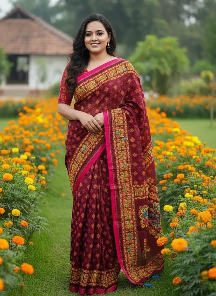 Premium Silk Boutique Skin Print Shari