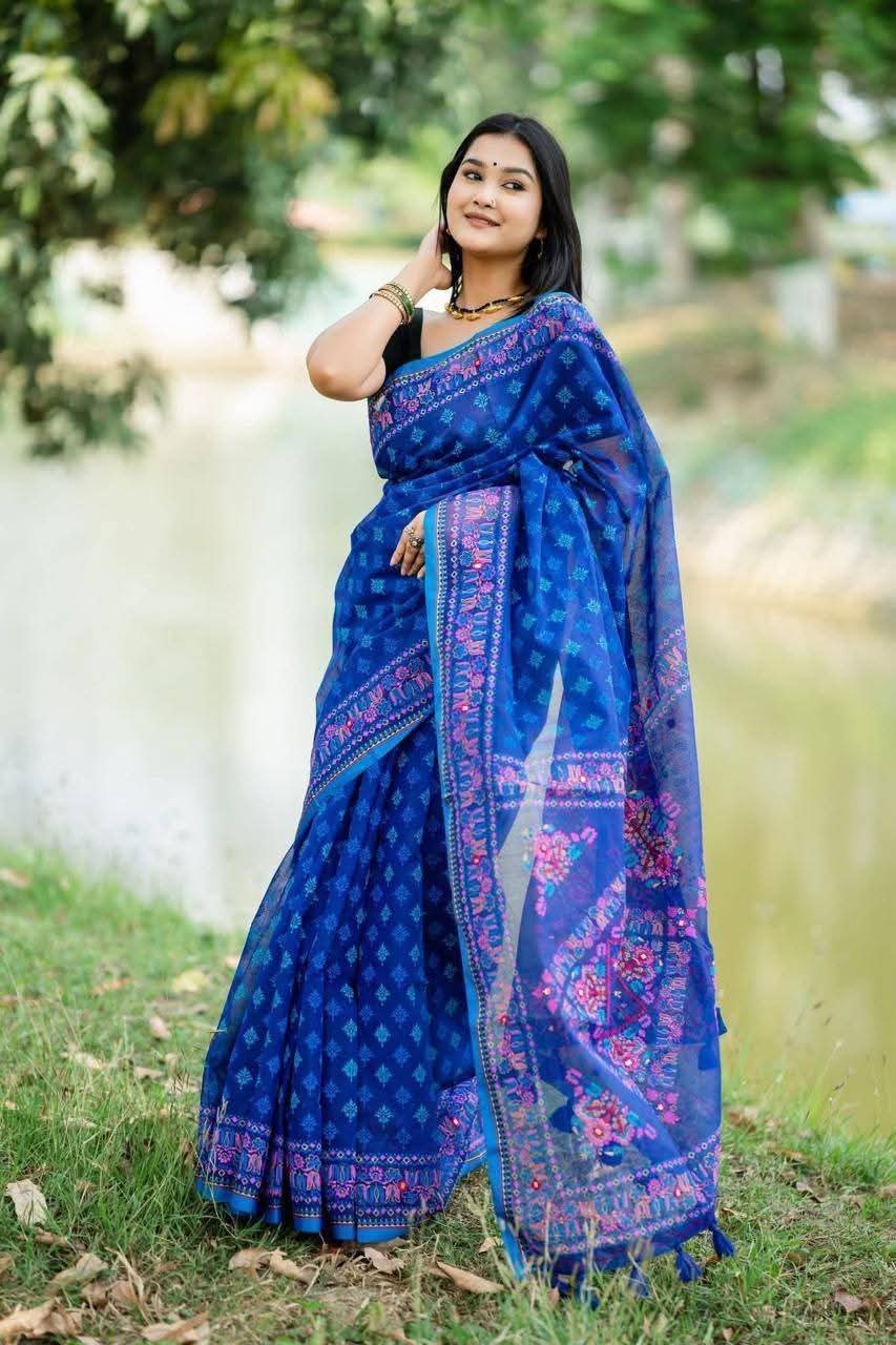 Premium Silk Boutique Skin Print Shari