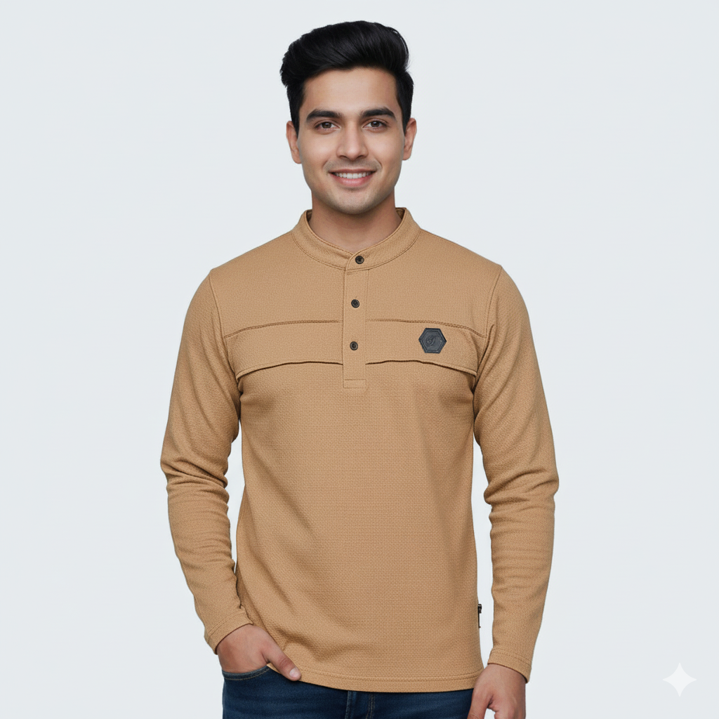 Men's Full Sleeve Polo Shirt Coller  Ban Coller