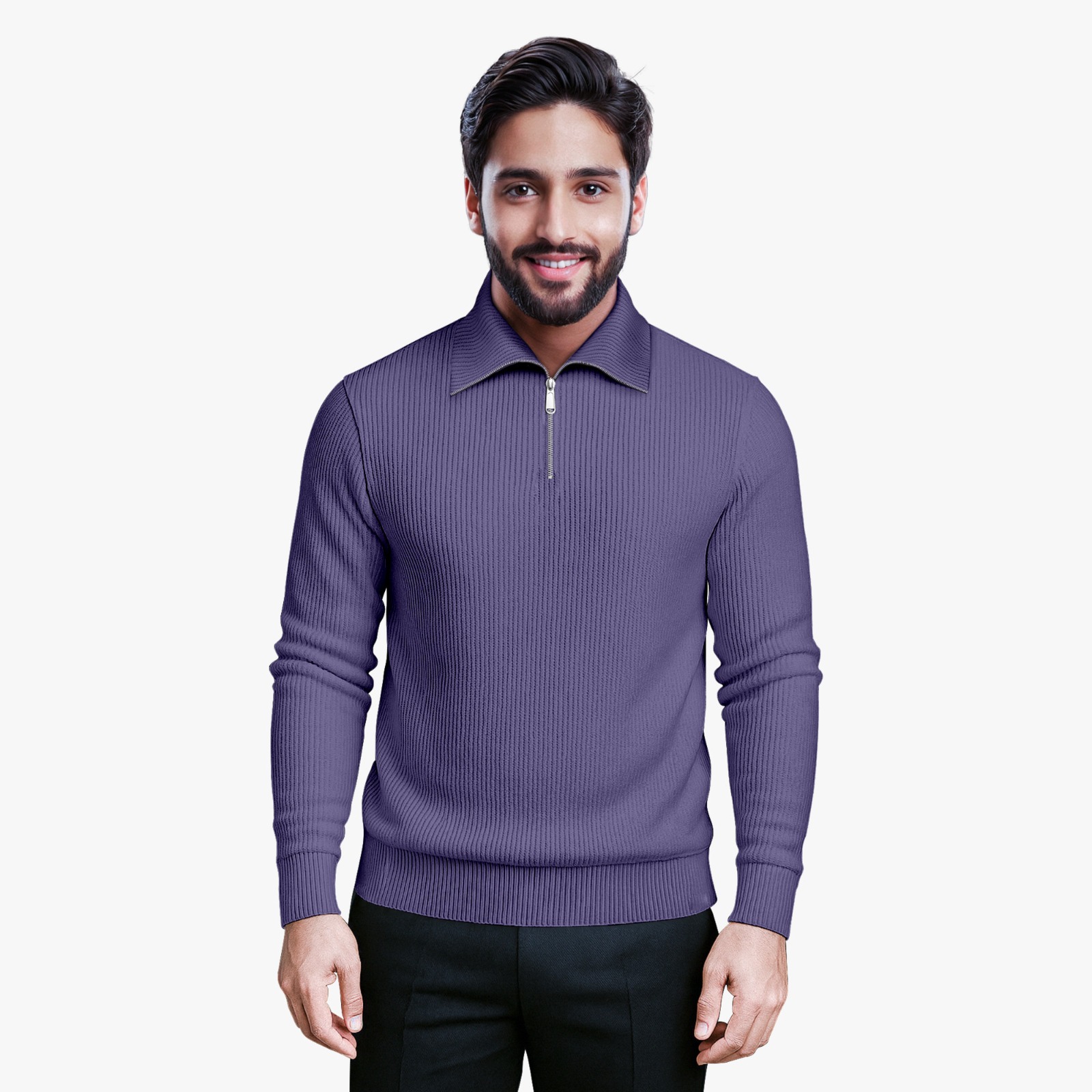 Men's Rib high Neck Sweater Half zipper (Surma)