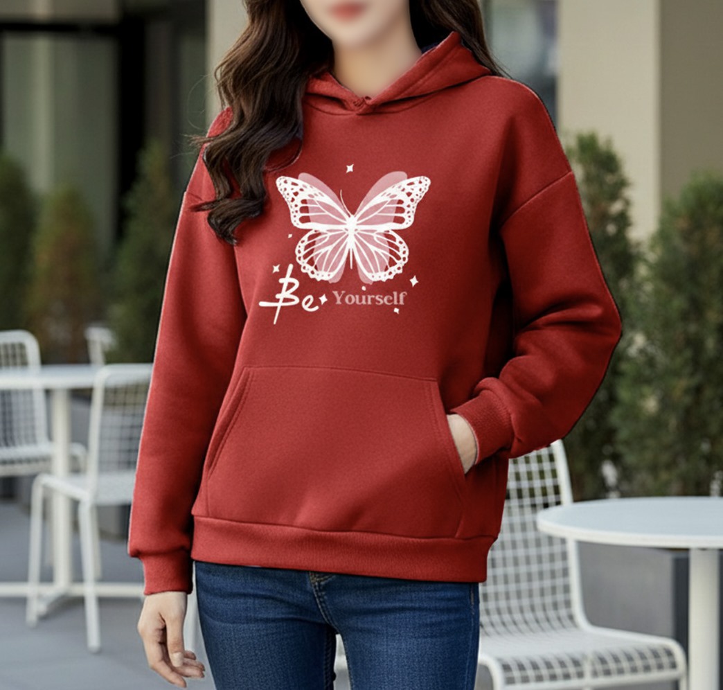 Premium Comfortable Printed Ladies Winter Hoodie