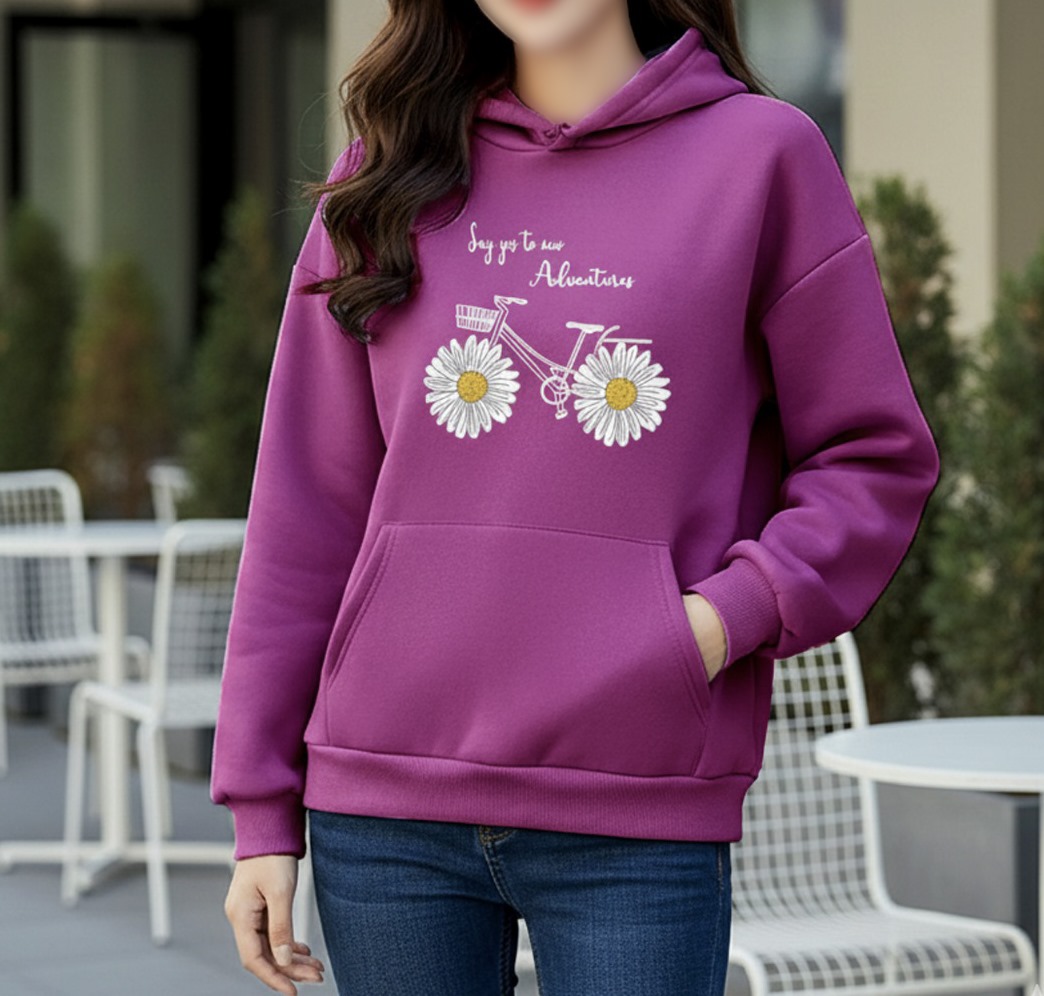 Premium Comfortable Printed Ladies Winter Hoodie