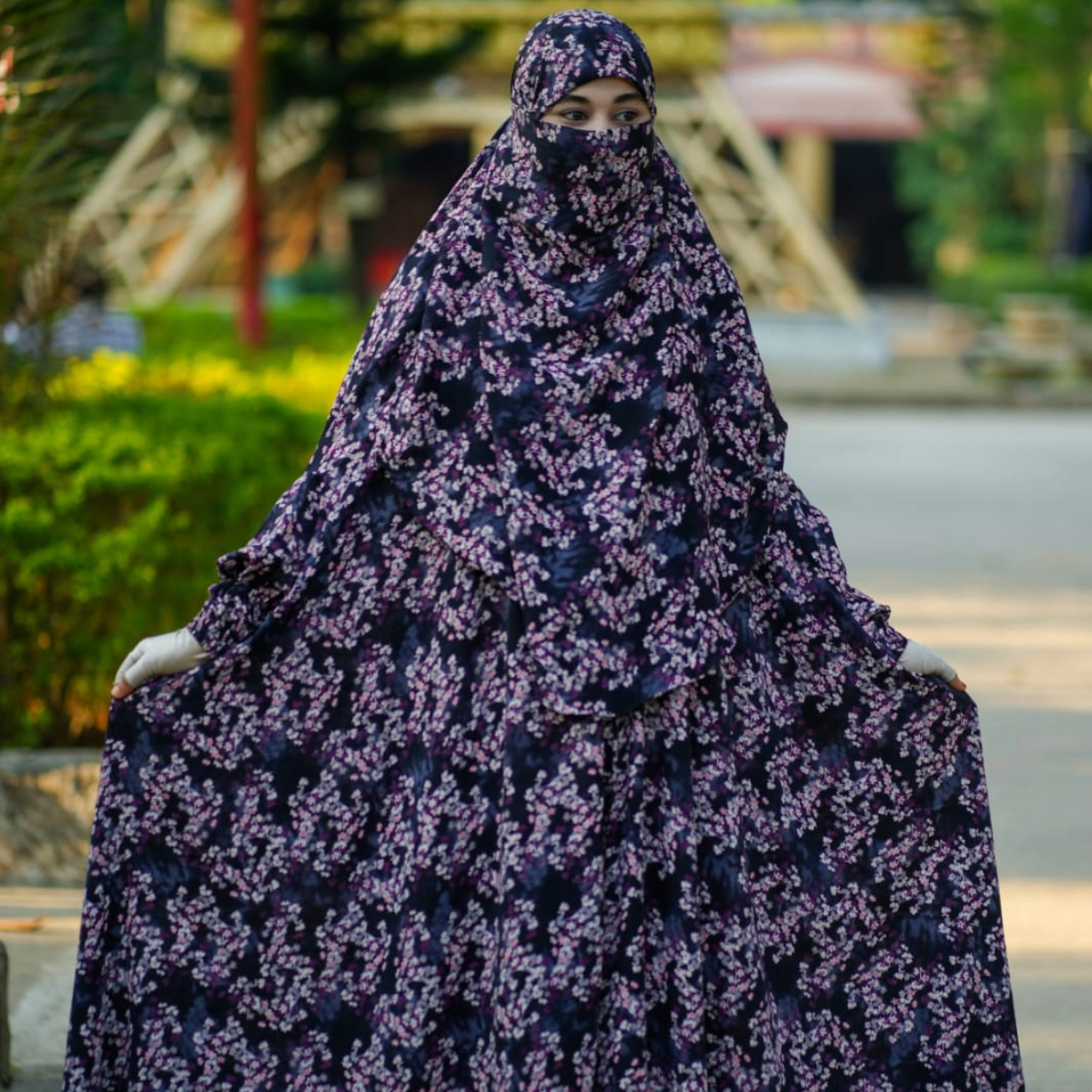 Elegant Palazzo long Khimar Set 