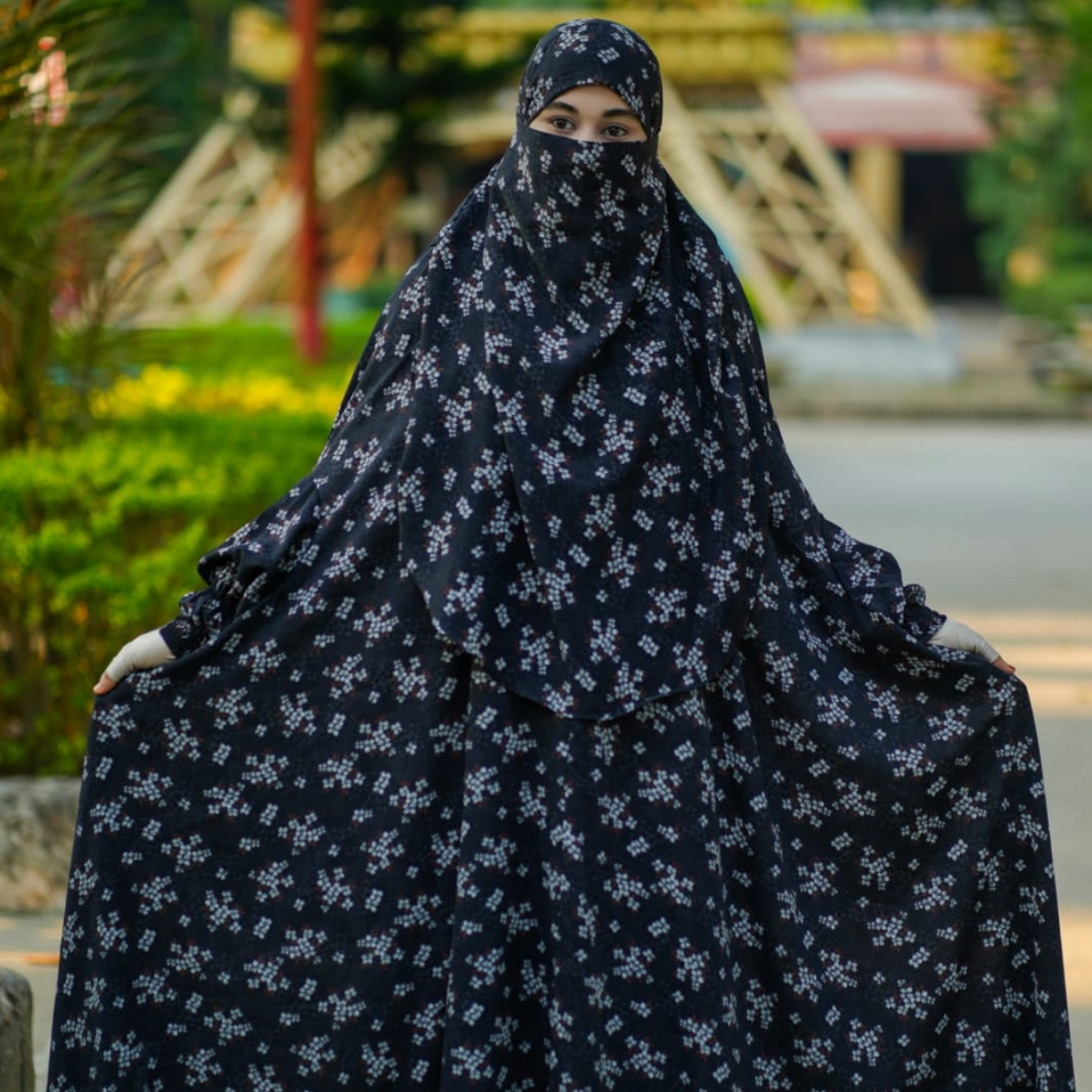 Elegant Palazzo long Khimar Set 