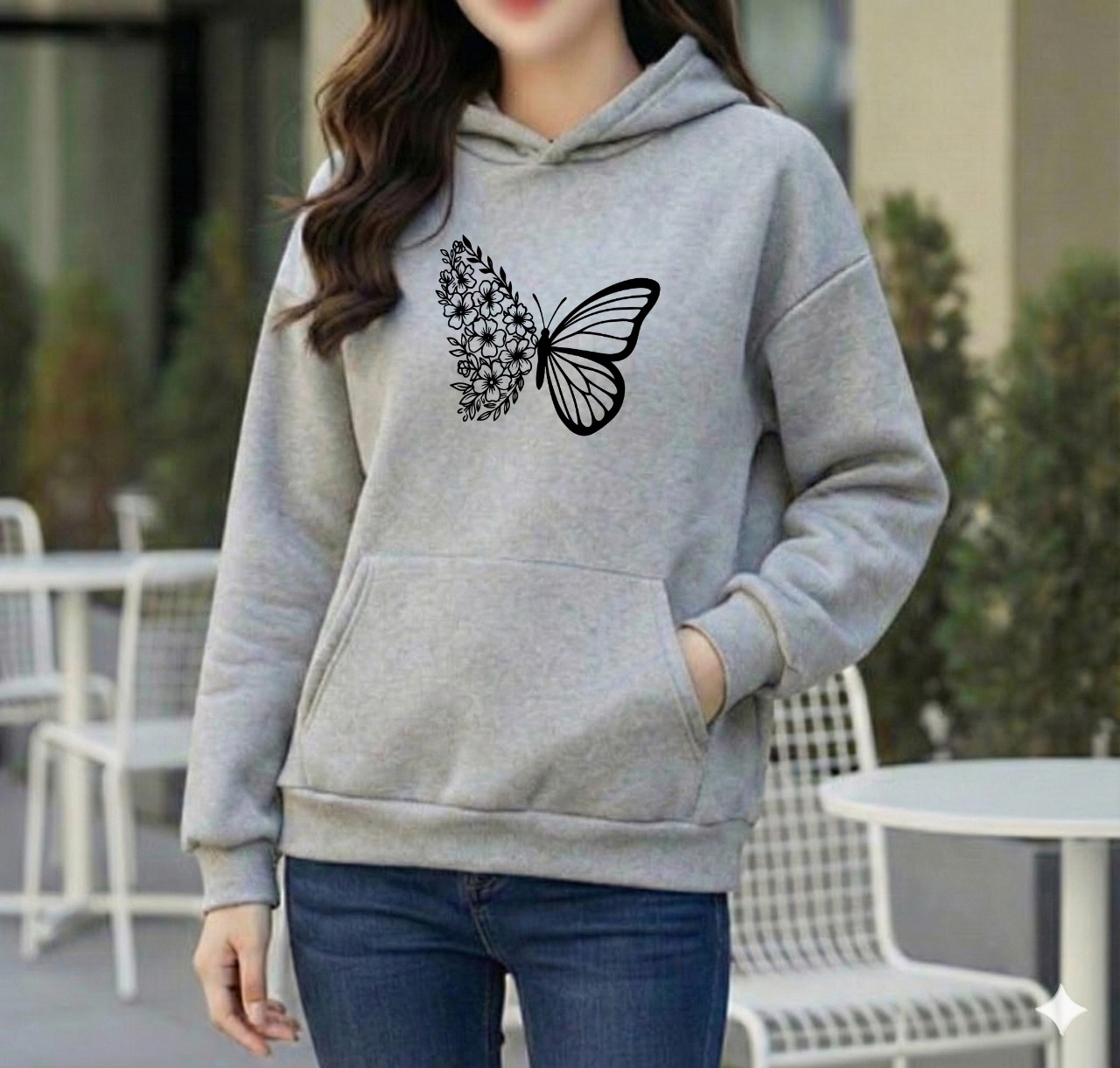 Premium Comfortable Printed Ladies Winter Hoodie