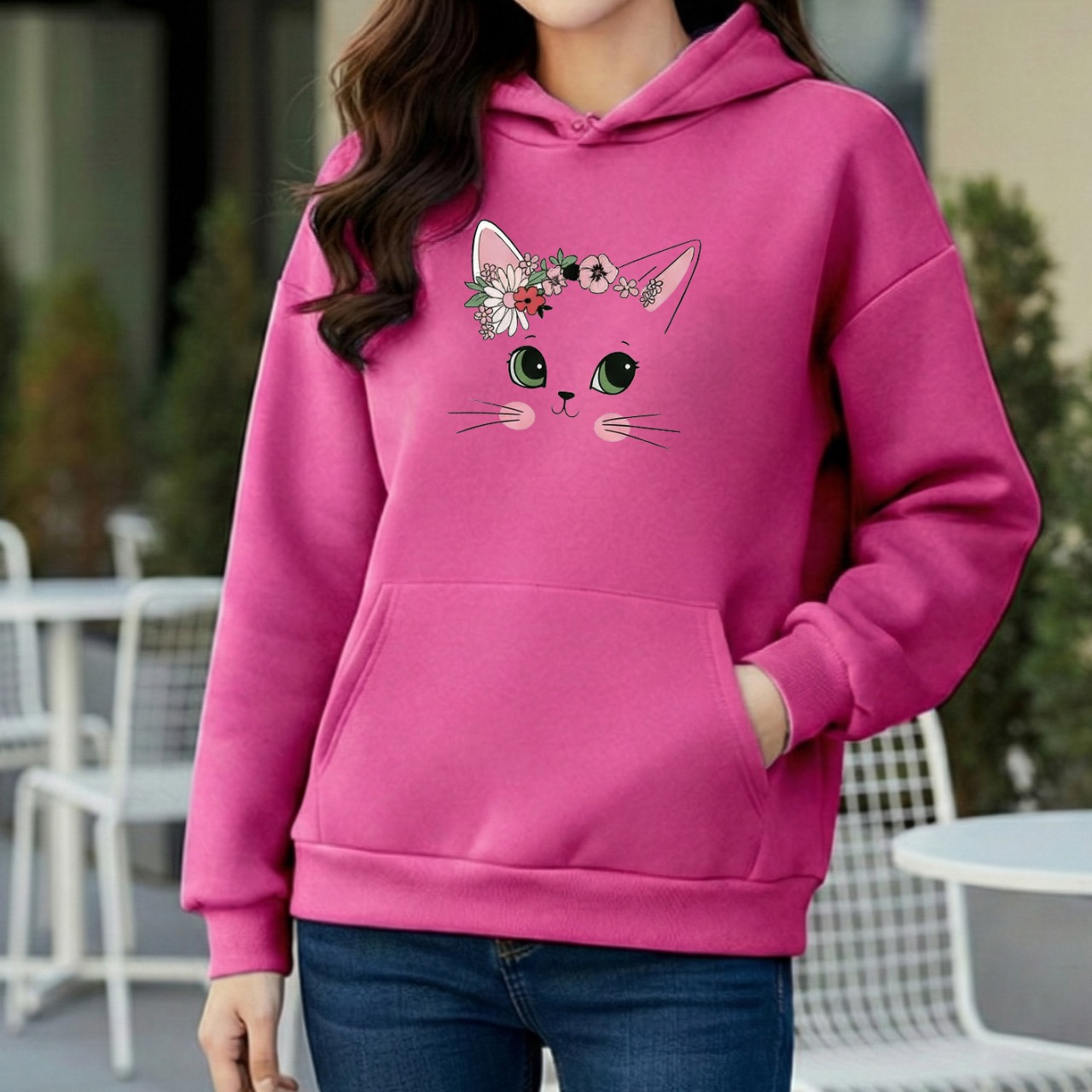 Premium Comfortable Printed Ladies Winter Hoodie